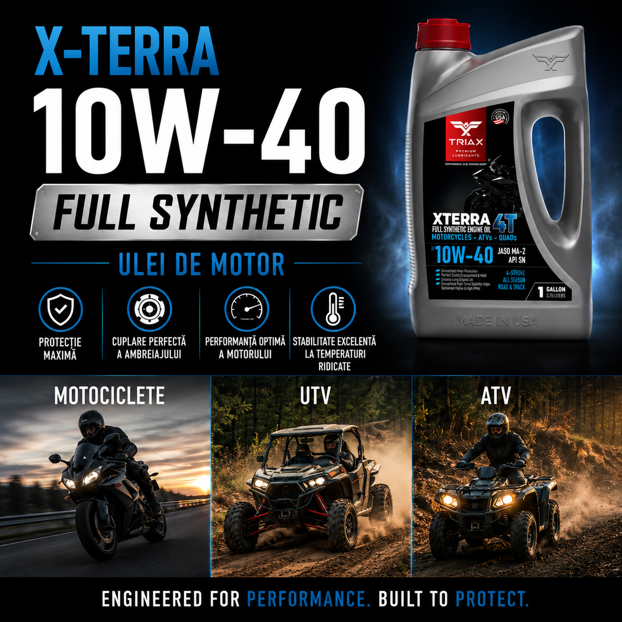 Ulei Motociclete TRIAX Xterra 4T 10W-40 Full Sintetic | JASO MA2, API SL