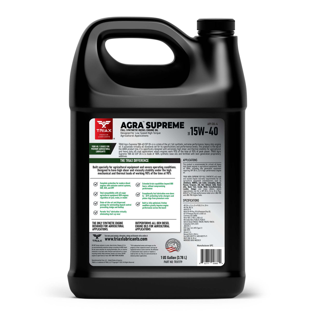 TRIAX Agra Supreme ESP 15W-40 Full Synthetic CK-4