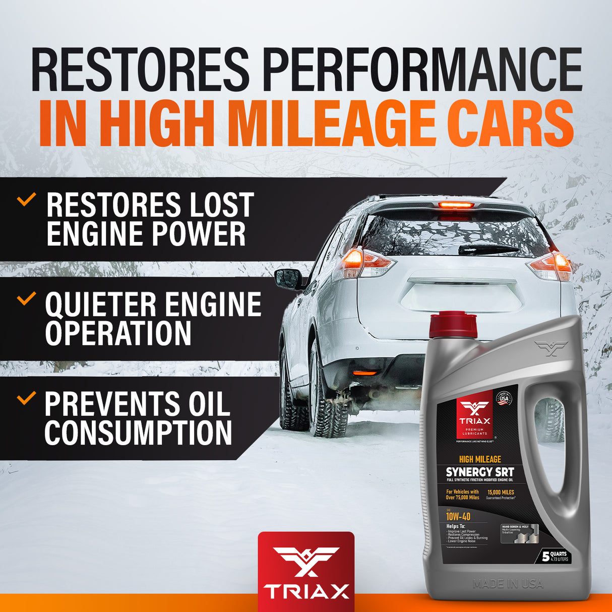 TRIAX Synergy SRT 10W-40 Full Synthetic High Mileage