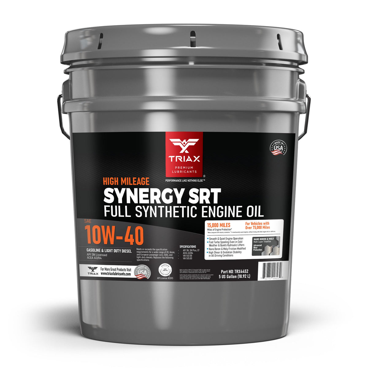 TRIAX Synergy SRT 10W-40 Full Synthetic High Mileage