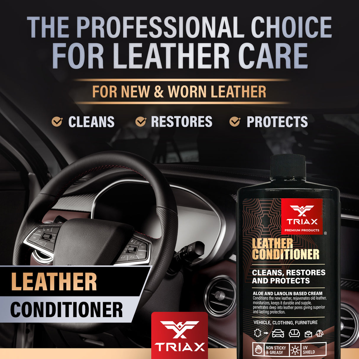 TRIAX Leather Conditioner - Solutie de Curatare, Restaure si Protectie pentru Piele