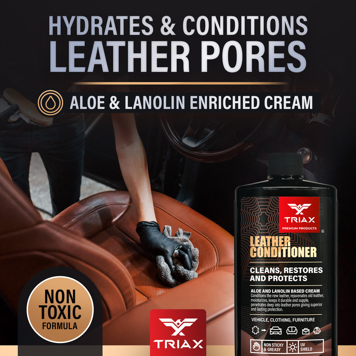 TRIAX Leather Conditioner - Solutie de Curatare, Restaure si Protectie pentru Piele