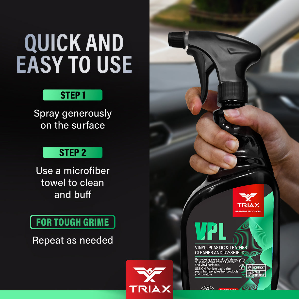TRIAX VPL Cleaner - Solutie Curatare si Protectie UV pentru Vinil, Plastic si Piele