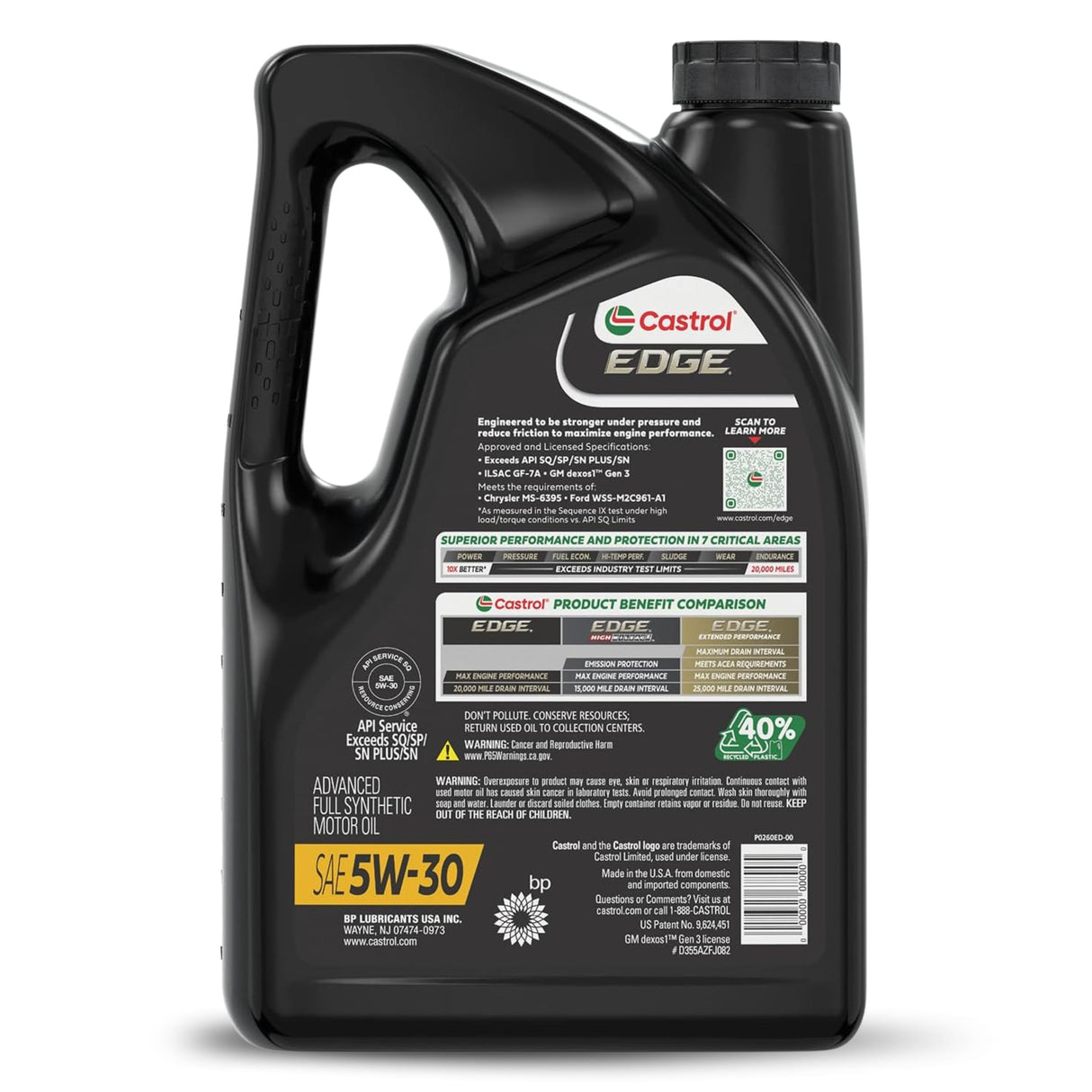 Eticheta Castrol EDGE 5W-30 cu informațiile produsului