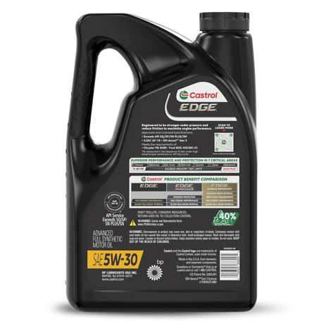 Eticheta Castrol EDGE 5W-30 cu informațiile produsului