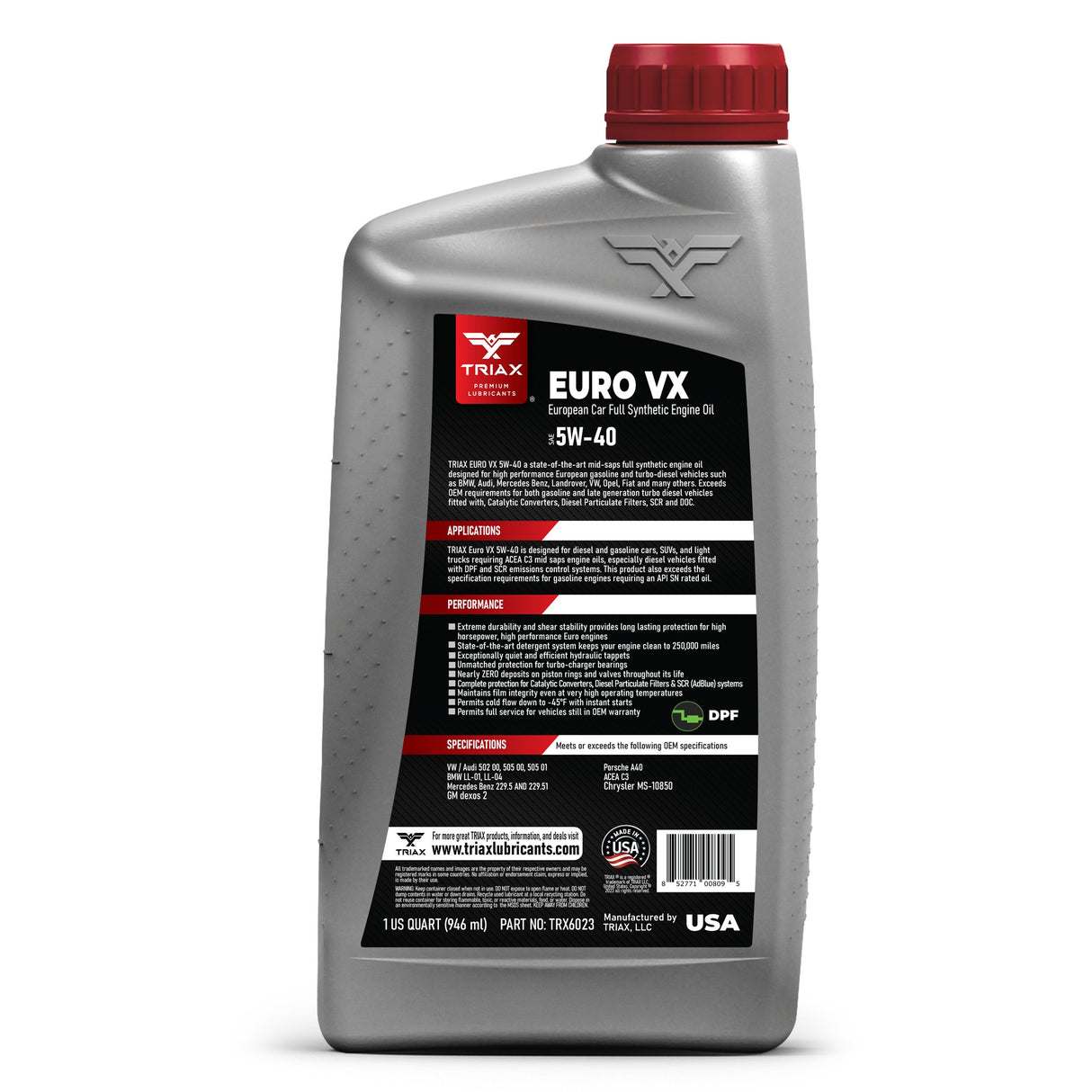 TRIAX Euro VX 5W-40 Full Synthetic DPF | BMW LL-04 | MB 229.51