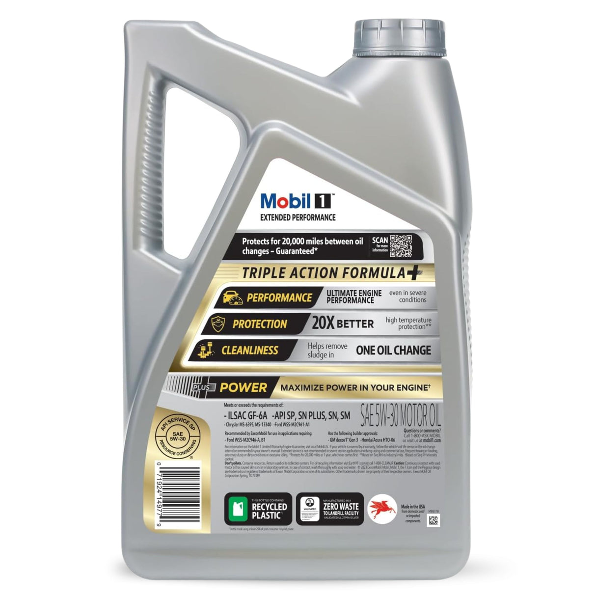 Eticheta Mobil 1 Extended Performance 5W-30 cu informațiile produsului