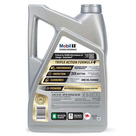 Eticheta Mobil 1 Extended Performance 5W-30 cu informațiile produsului