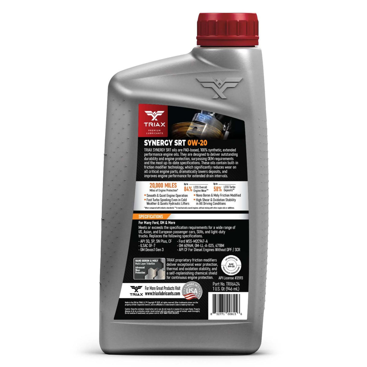 TRIAX SYNERGY SRT 0W-20 Full Synthetic