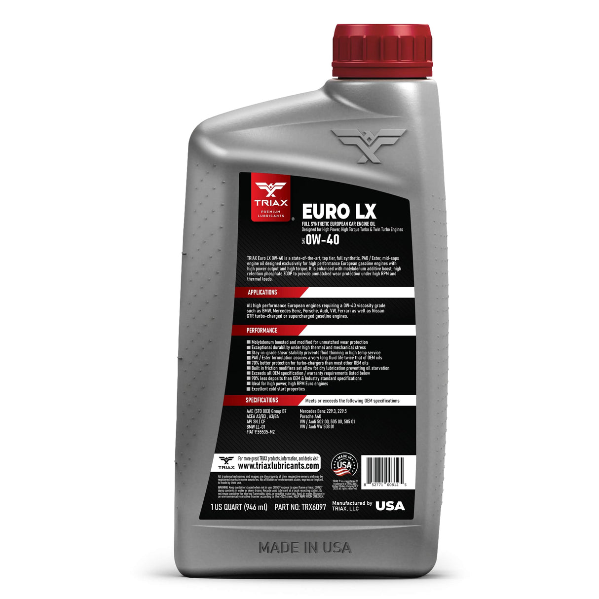 TRIAX Euro LX 0W-40 Full Synthetic/ Benzina | BMW LL-01 | MB 229.5