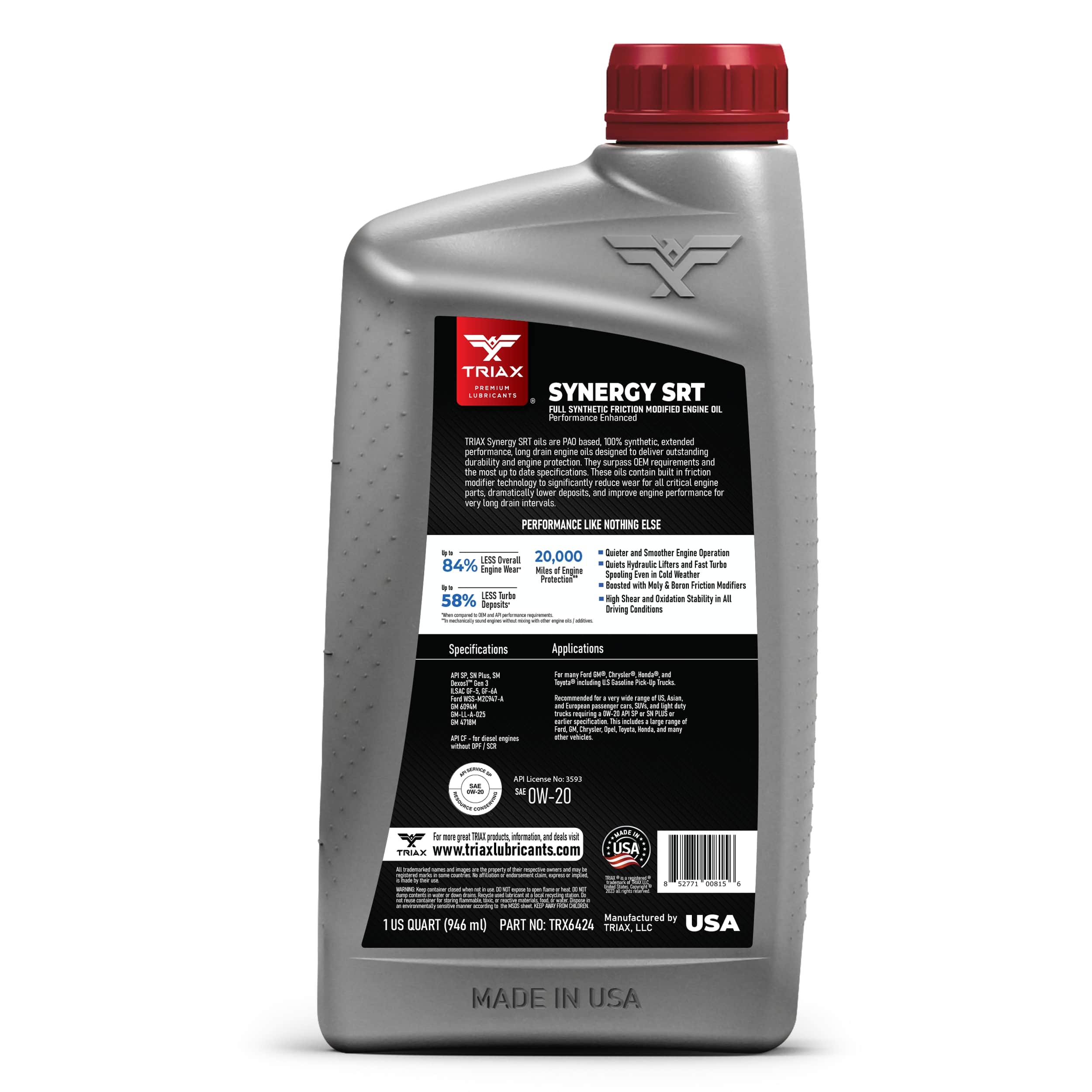 TRIAX SYNERGY SRT 0W 20 Full Synthetic – uleidemotor.com