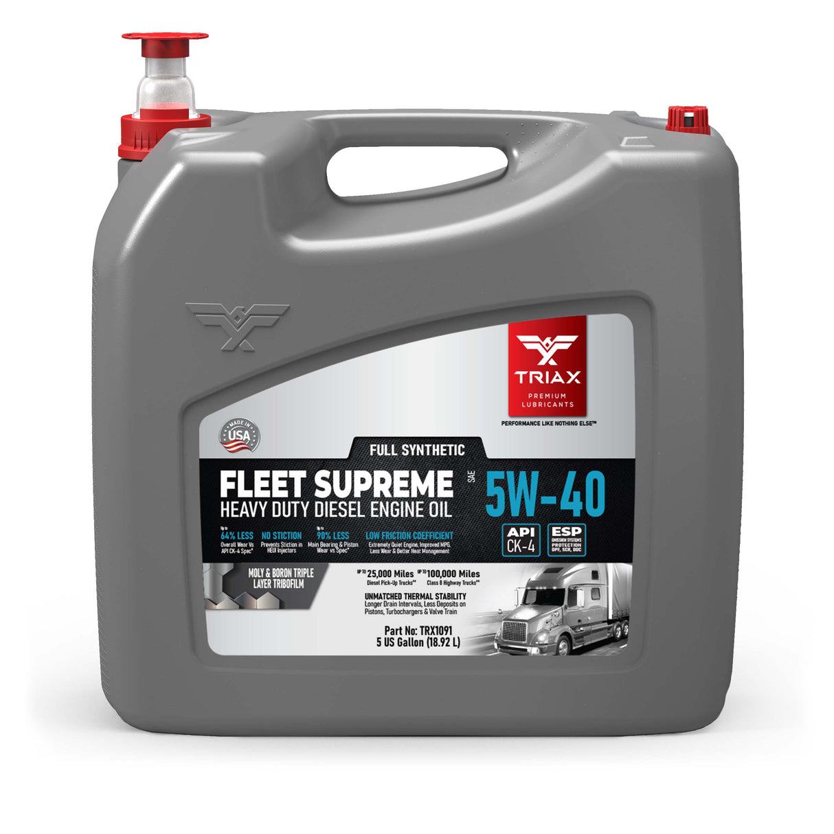 TRIAX Fleet Supreme 5W-40 Full Synthetic - Heavy Duty Diesel | API CK-4 | VOLVO VDS-4.5 | MB 229.51