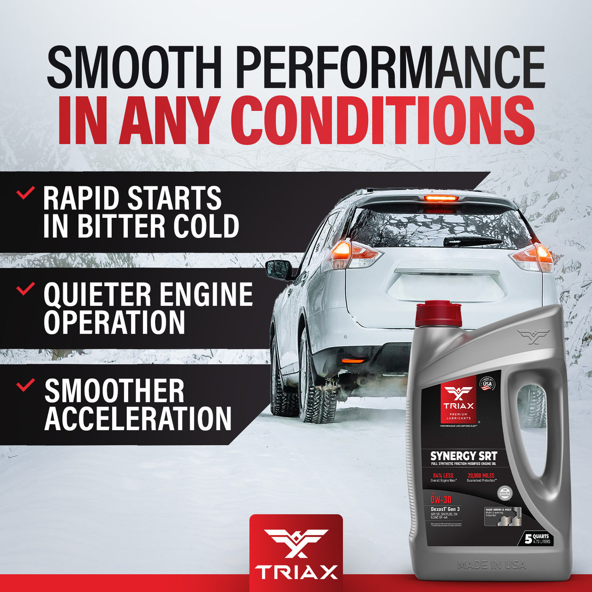 TRIAX Synergy SRT 0W-30 Full Synthetic API SN, DEXOS 1 Gen2