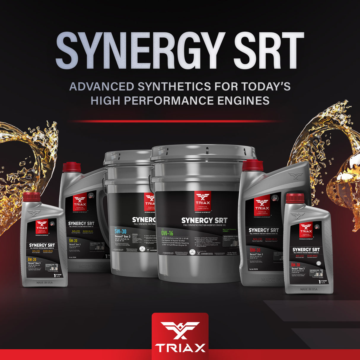 TRIAX Synergy SRT 0W-30 Full Synthetic API SN, DEXOS 1 Gen2