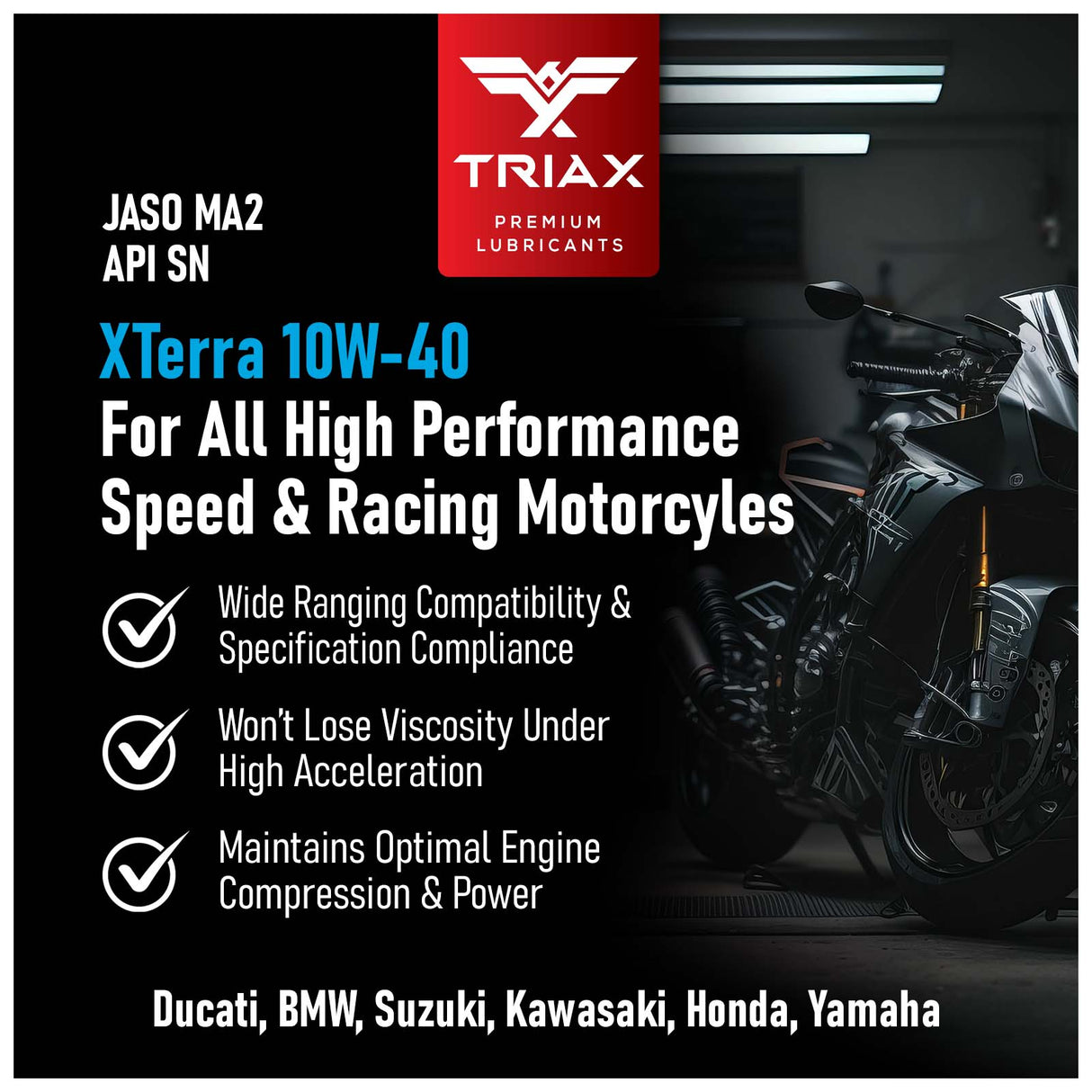 TRIAX XTERRA SYNTHETIC MOTORCYCLE 10W-40 JASO MA-2