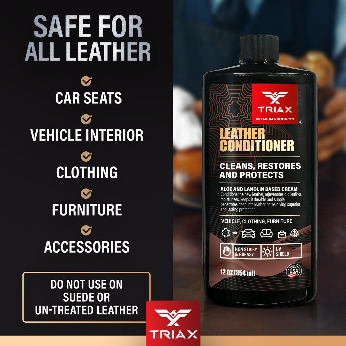 TRIAX Leather Conditioner - Solutie de Curatare, Restaure si Protectie pentru Piele