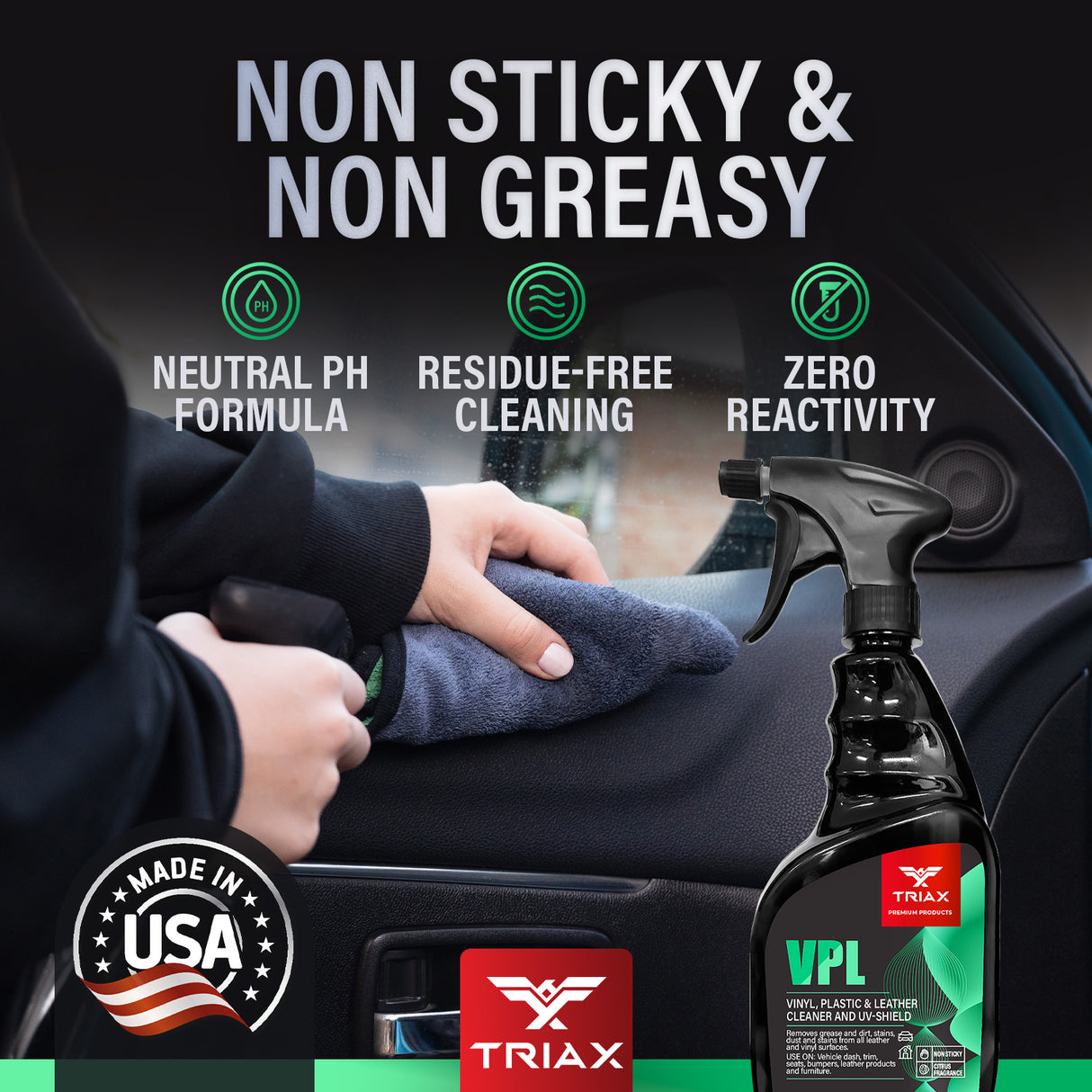 TRIAX VPL Cleaner - Solutie Curatare si Protectie UV pentru Vinil, Plastic si Piele