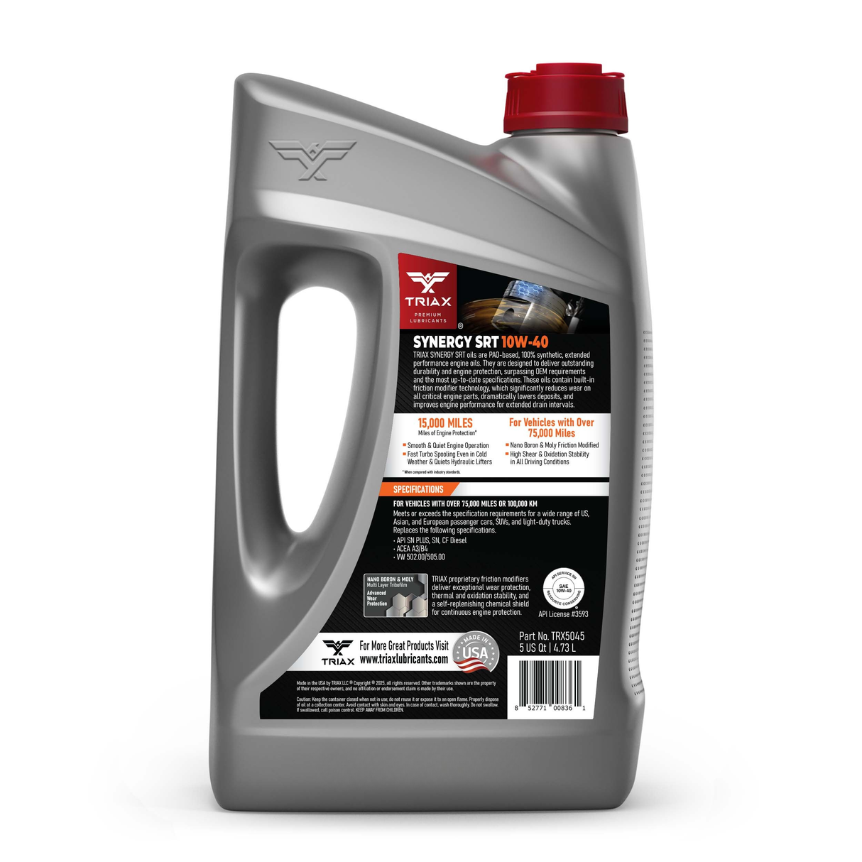 TRIAX Synergy SRT 10W-40 Full Synthetic High Mileage